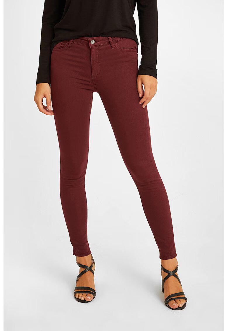 OXXO Blugi crop skinny cu talie medie - Visiniu