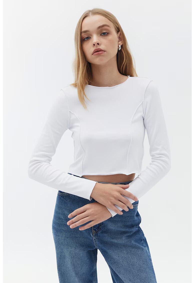 OXXO Bluza crop cu maneci lungi - Alb optic