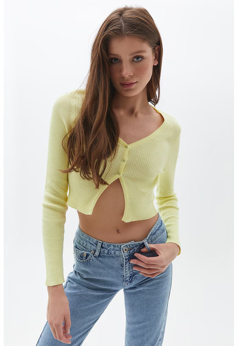 OXXO Bluza crop cu maneci lungi - Verde lime