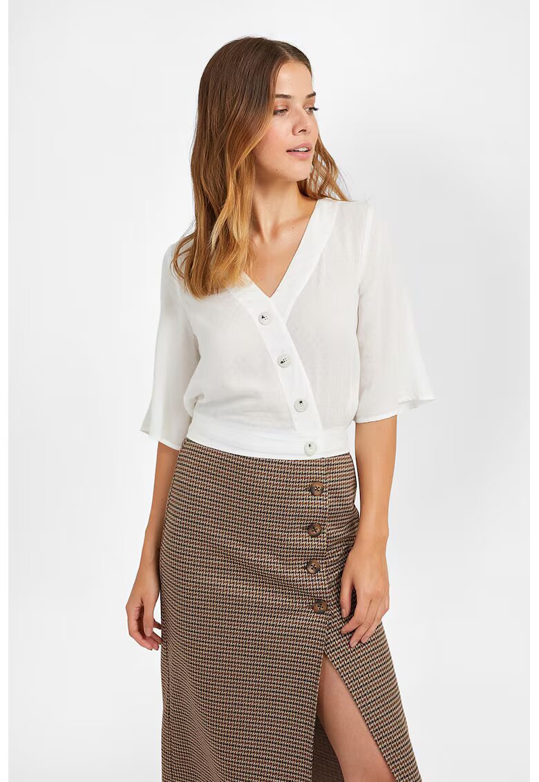 OXXO Bluza crop cu nasturi asimetrici - Alb murdar