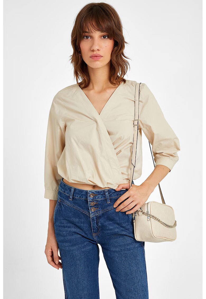 OXXO Bluza cu decolteu cache-coeur - Alb fildes
