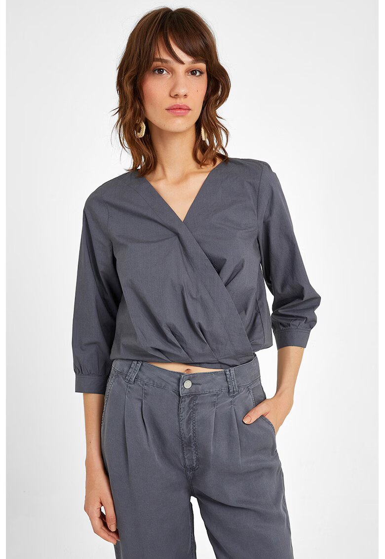 OXXO Bluza cu decolteu cache-coeur - Gri inchis
