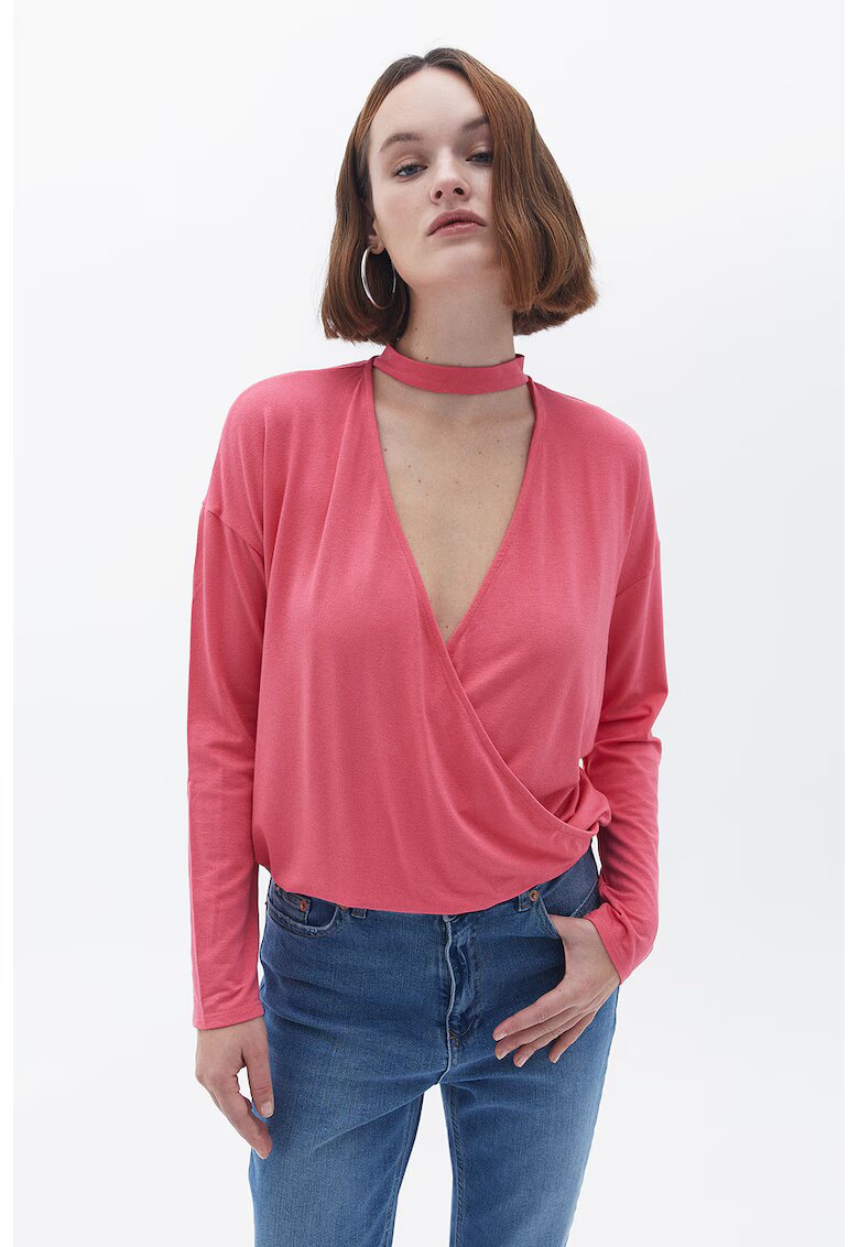 OXXO Bluza cu decolteu cache-coeur si decupaj - Roz