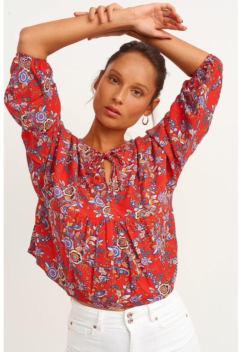 OXXO Bluza cu maneci 3/4 - Portocaliu/Rosu vermillion/Albastru