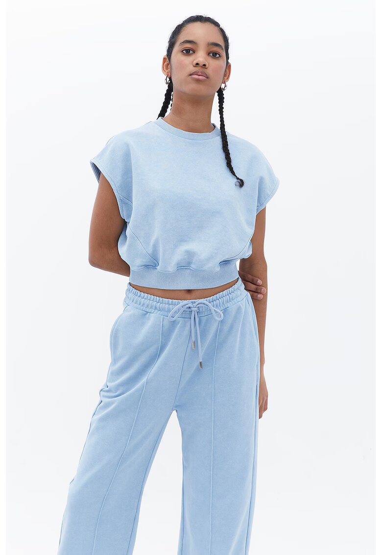 OXXO Bluza de trening crop cu maneci scurte - Albastru deschis