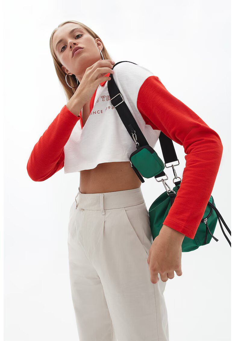 OXXO Bluza de trening din amestec de bumbac cu guler polo - Rosu/Alb