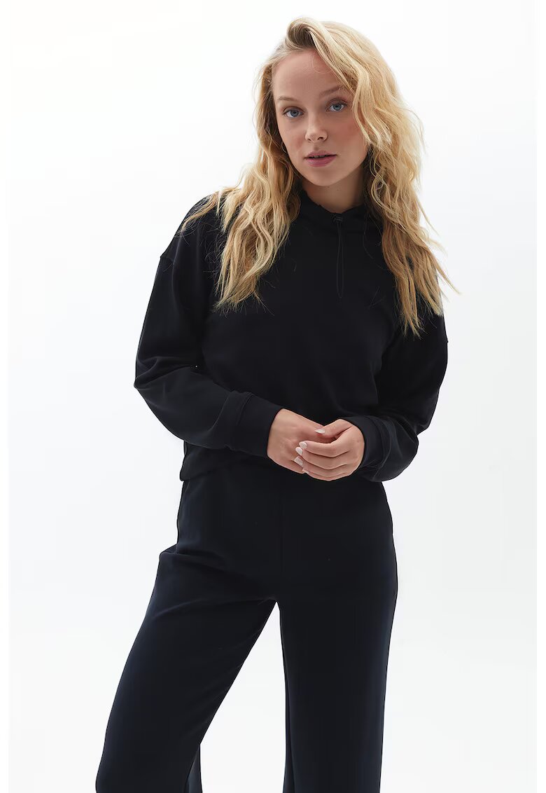 OXXO Bluza de trening din amestec de modal cu guler cu snur de ajustare - Negru