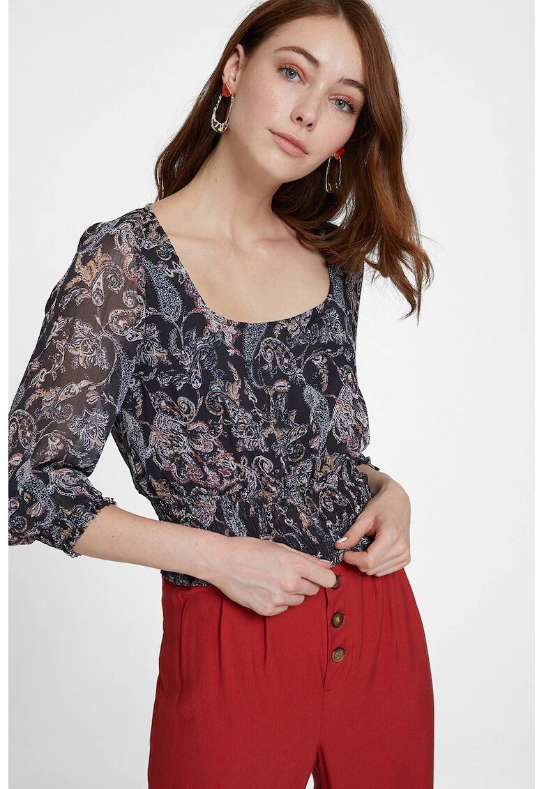 OXXO Bluza din sifon cu imprimeu paisley - Maro/Bleumarin