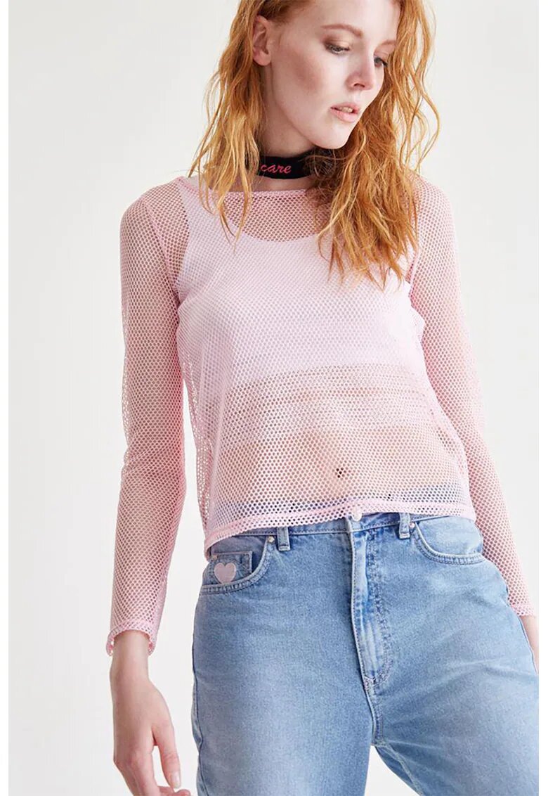 OXXO Bluza semi-transparenta cu peroratii - Roz somon