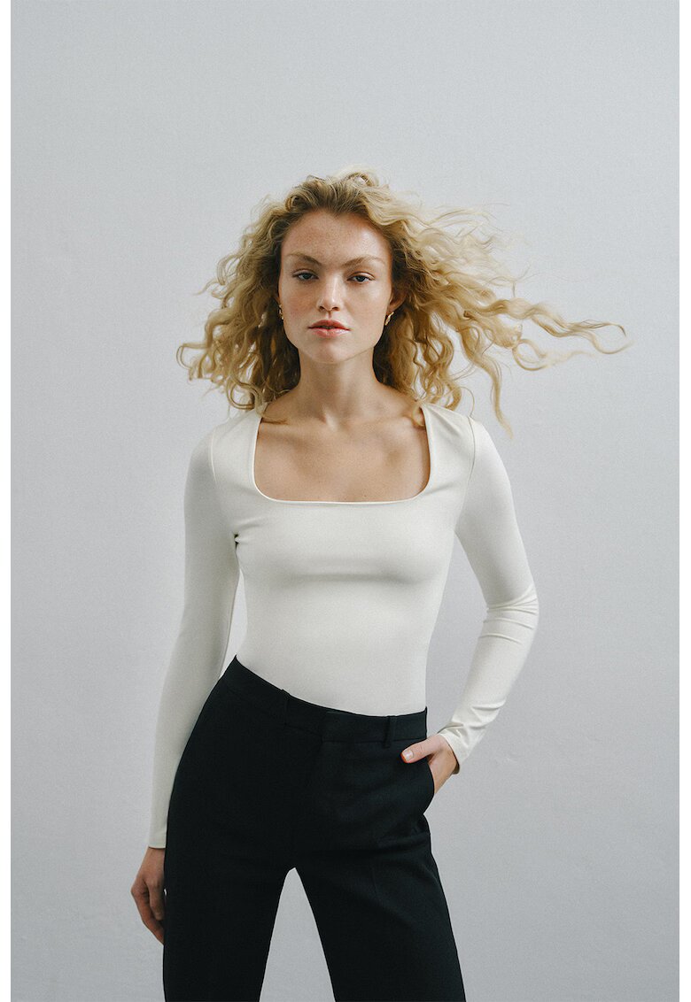 OXXO Bluza slim fit cu decolteu patrat - Crem