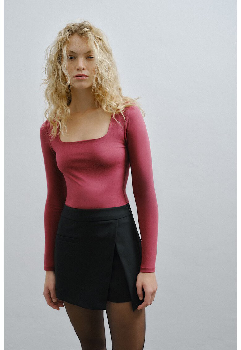 OXXO Bluza slim fit cu decolteu patrat - Rosu inchis