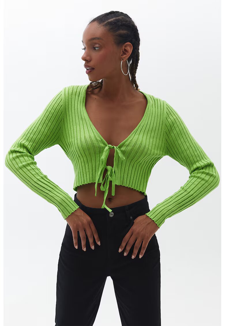 OXXO Bluza striat cu prindere frontala cu snururi - Verde lime