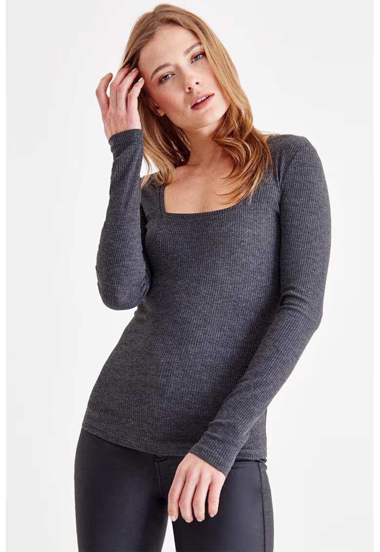 OXXO Bluza striata cu model uni - Gri inchis