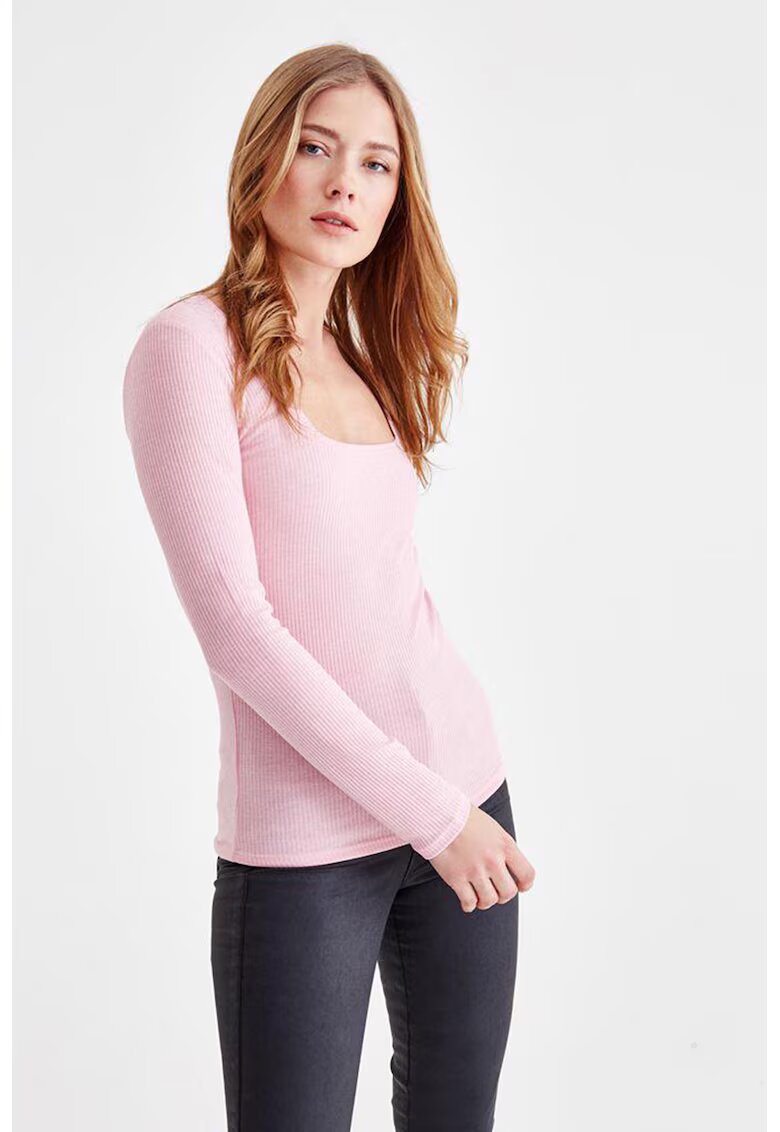 OXXO Bluza striata cu model uni - Roz deschis