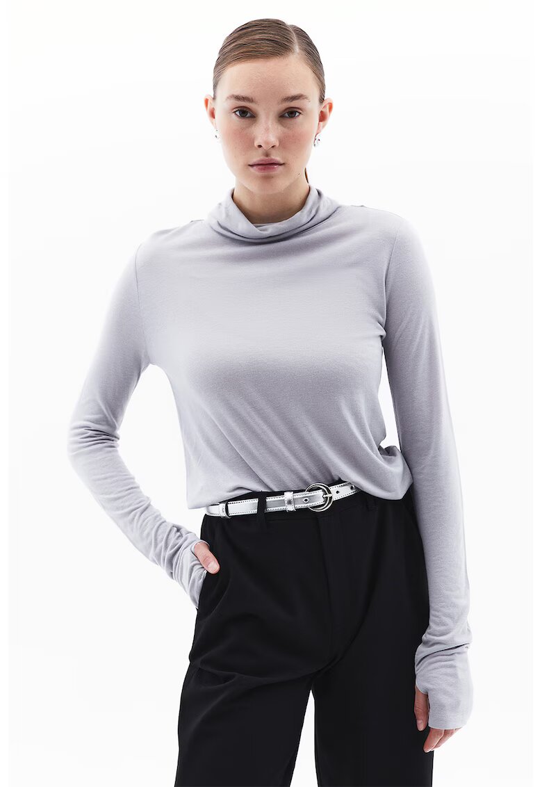 OXXO Bluza uni din amestec de lana - Gri deschis