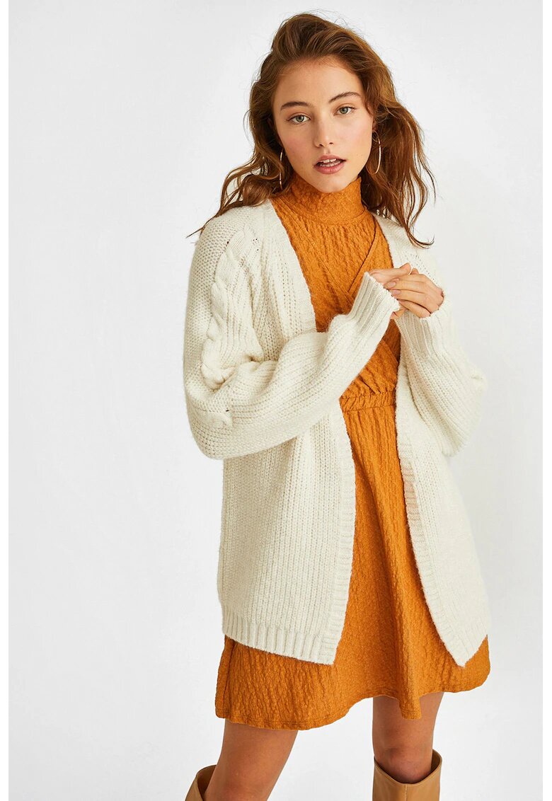 OXXO Cardigan cu model torsade - Alb fildes