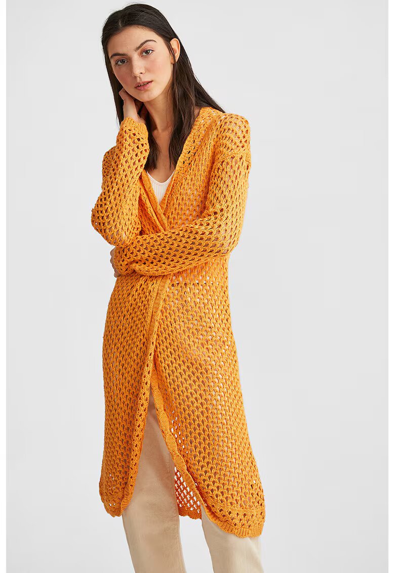 OXXO Cardigan lung tricotat - Portocaliu deschis