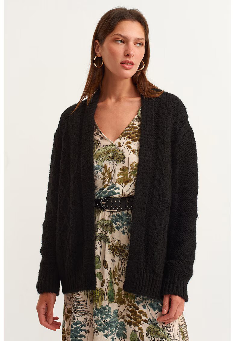 OXXO Cardigan tricotat cu torsade - Negru