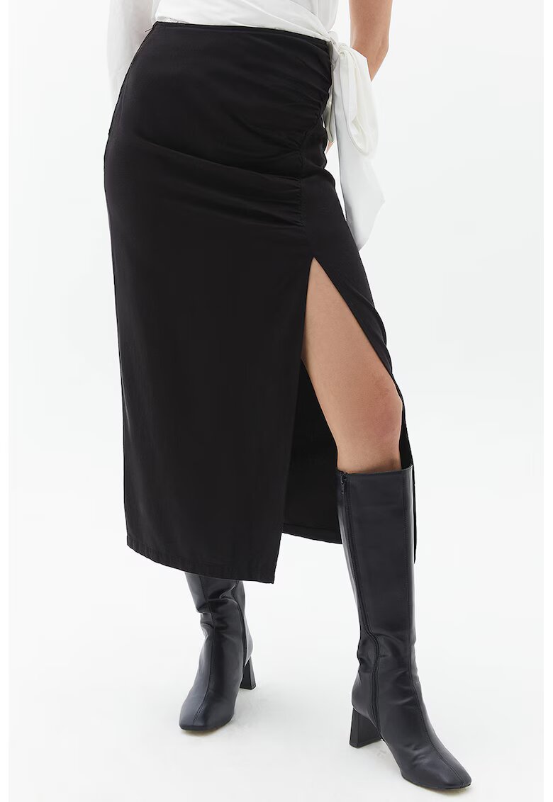 OXXO Fusta din lyocell cu slit lateral Temlongbuz - Negru