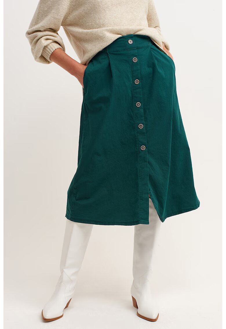 OXXO Fusta midi cu nasturi - Verde aquamarin