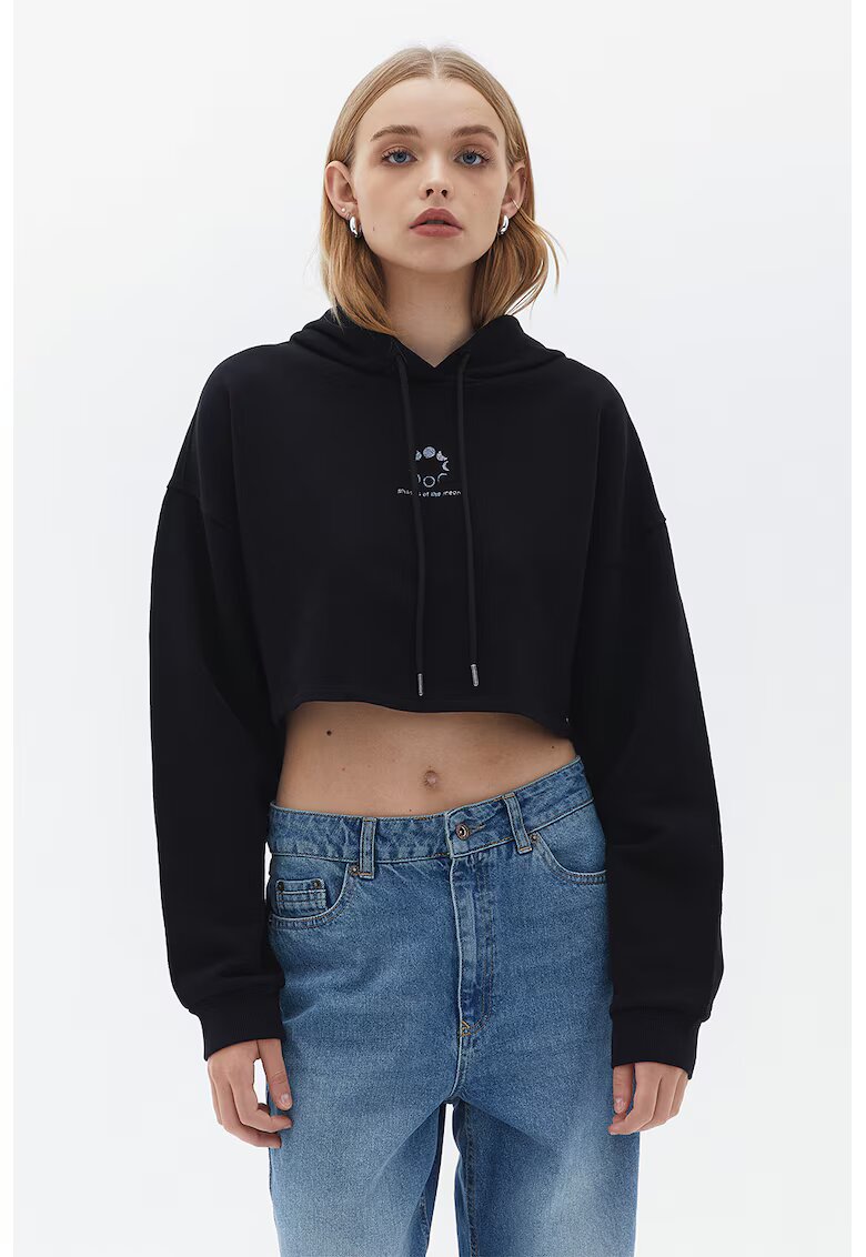 OXXO Hanorac crop supradimensionat - Negru