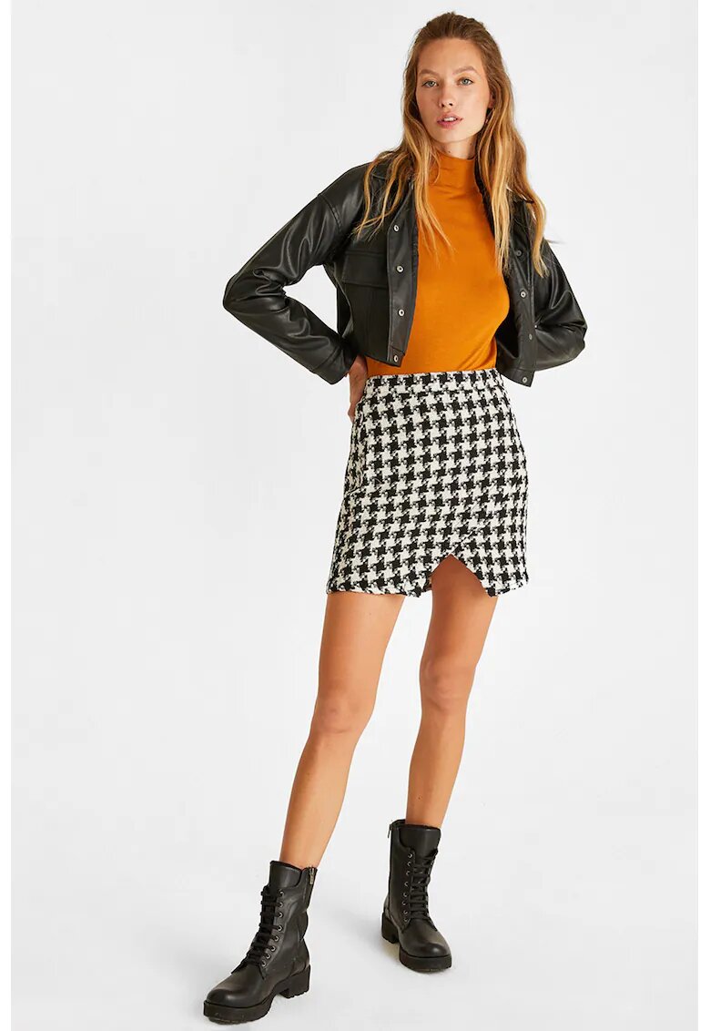 OXXO Jacheta crop din piele ecologica - Negru