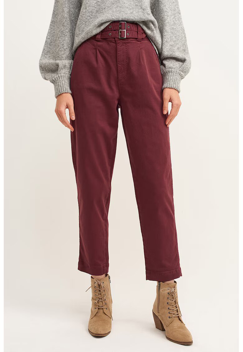 OXXO Pantaloni capri cu talie inalta - Rosu inchis