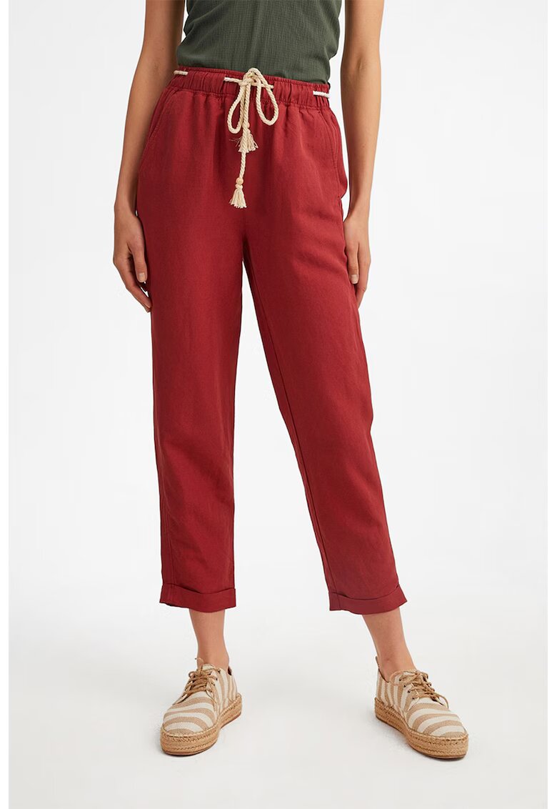 OXXO Pantaloni capri din amestec de in - Rosu inchis