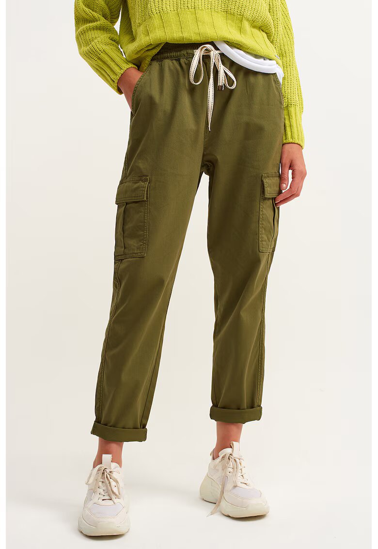 OXXO Pantaloni cargo cu snur de ajustare in talie - Verde masliniu
