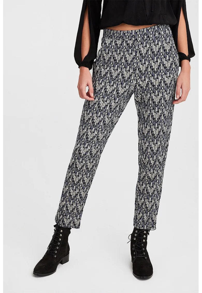 OXXO Pantaloni crop conici cu talie elastica - Negru stins/Bej deschis/Bleumarin