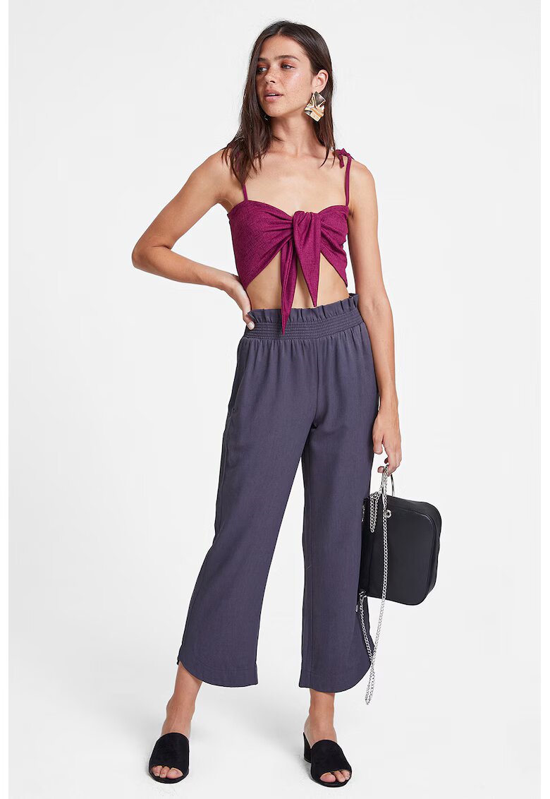 OXXO Pantaloni crop cu banda elastica in talie - Albastru ultramarin