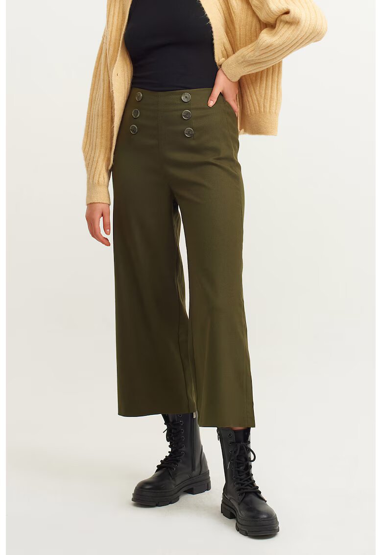 OXXO Pantaloni crop cu croiala ampla - Verde inchis