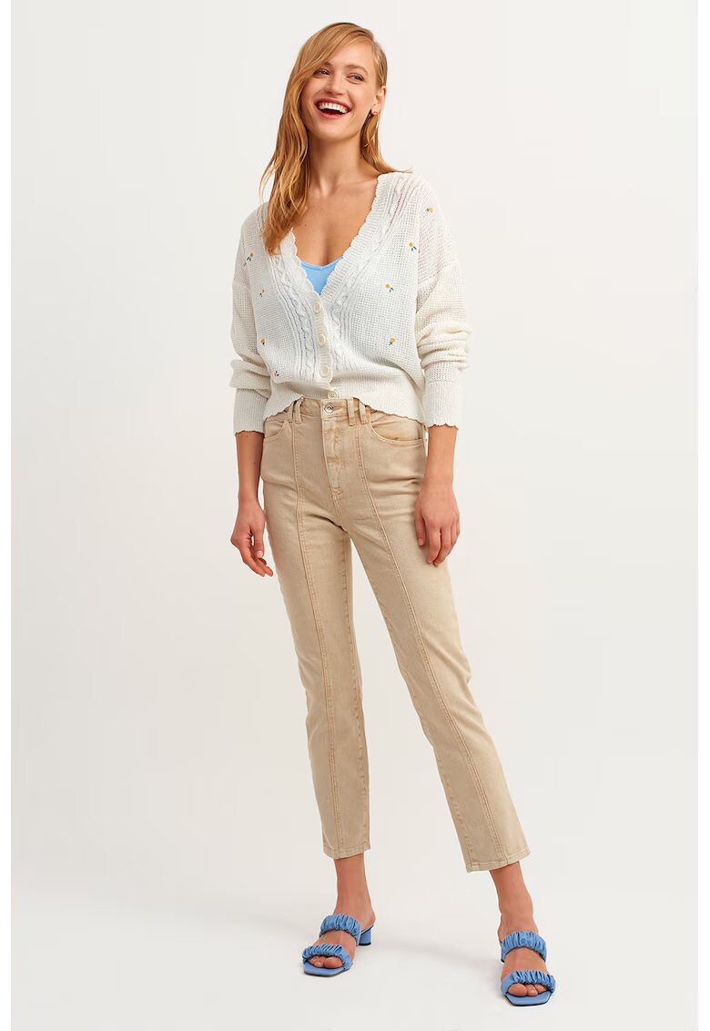 OXXO Pantaloni crop cu model uni - Maro nisip