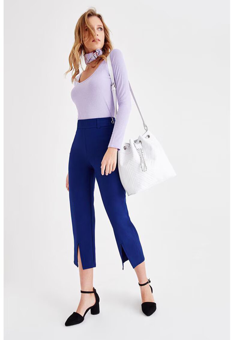 OXXO Pantaloni crop cu slituri la terminatie - Albastru royal