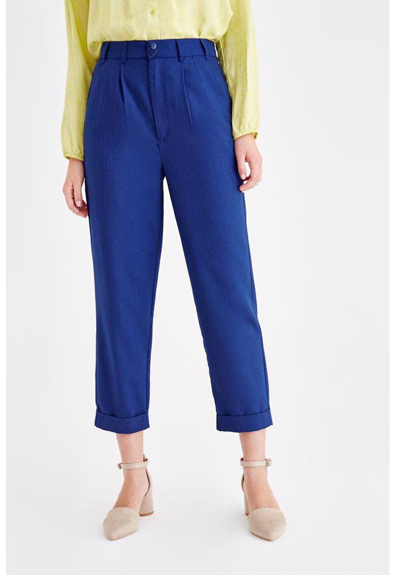 OXXO Pantaloni crop cu talie inalta - Albastru royal