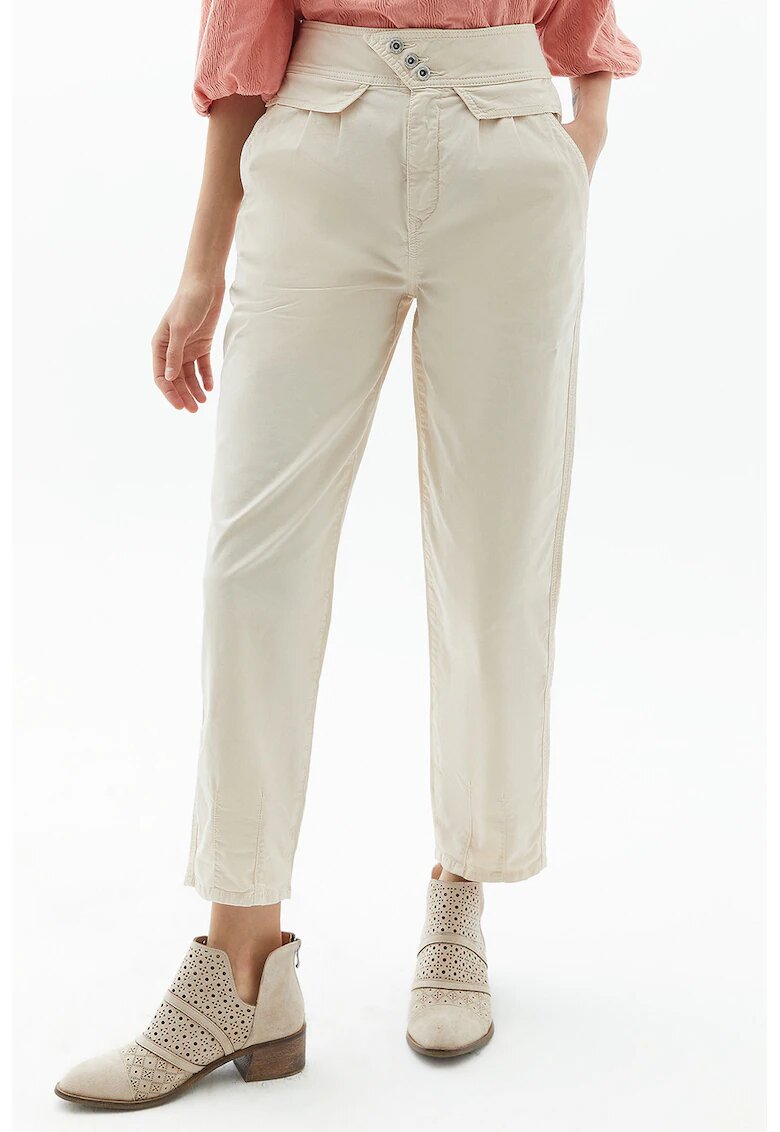 OXXO Pantaloni crop cu talie inalta - Bej deschis
