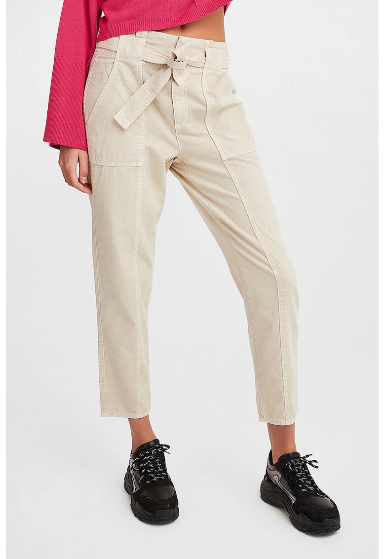 OXXO Pantaloni crop cu talie inalta - Crem