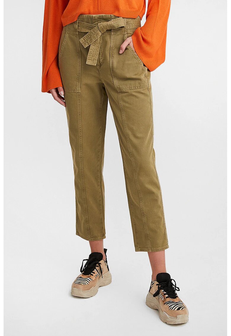 OXXO Pantaloni crop cu talie inalta - Maro deschis