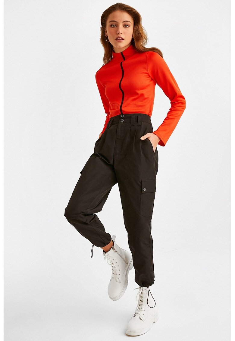 OXXO Pantaloni crop cu talie inalta - Negru