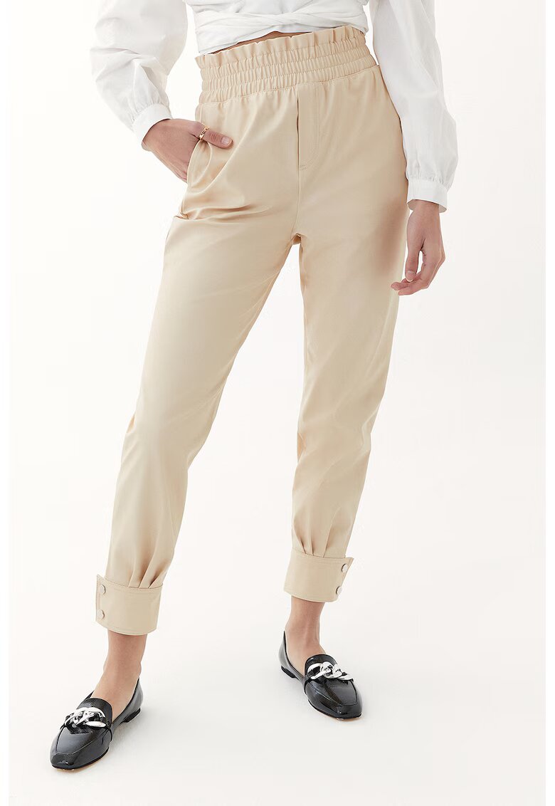 OXXO Pantaloni crop cu talie inalta si buzunare - Bej