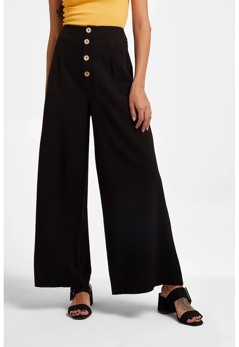 OXXO Pantaloni crop evazati cu nasturi - Negru