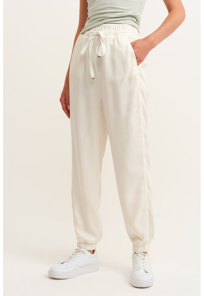 OXXO Pantaloni de trening cu talie inalta - Alb fildes