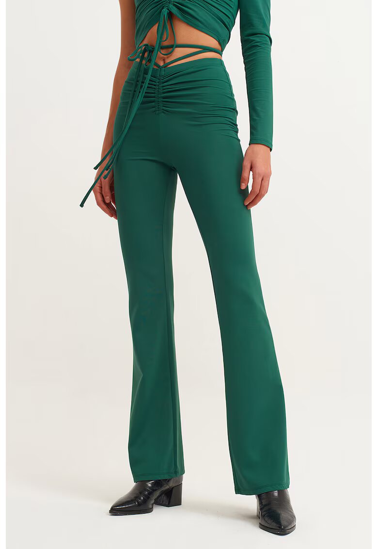OXXO Pantaloni evazati cu talie inalta - Verde aquamarin