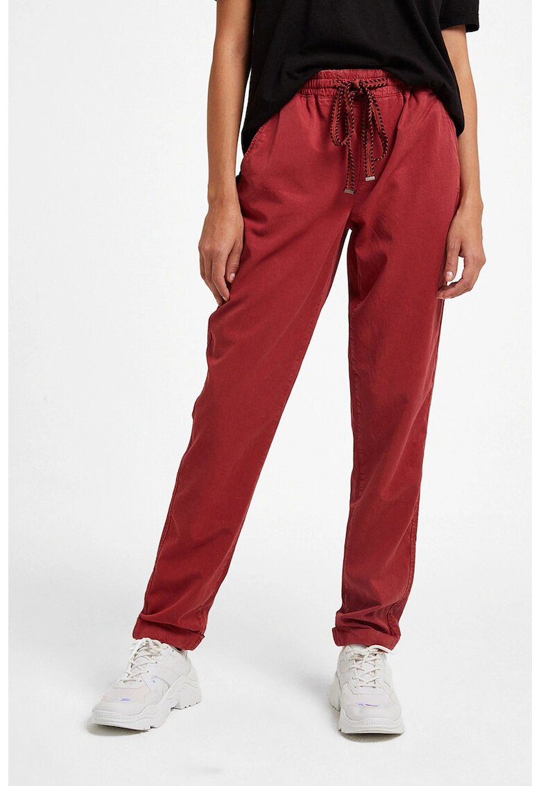OXXO Pantaloni jogger din bumbac si lyocell - Rosu inchis
