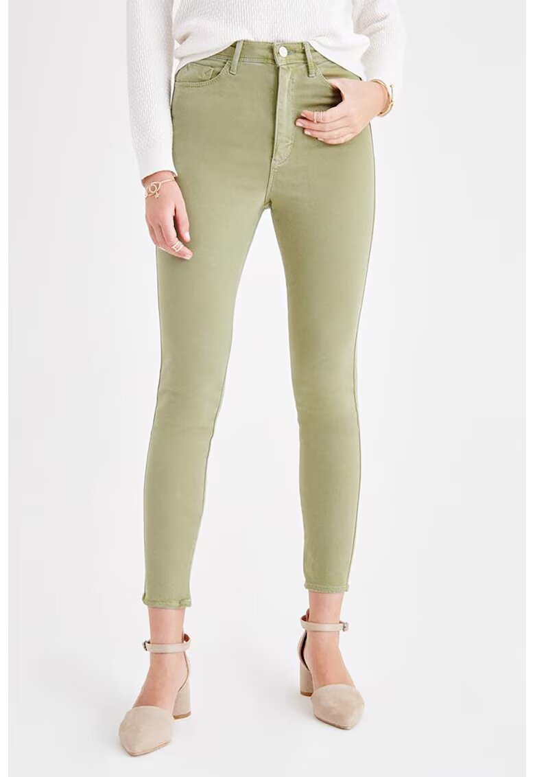 OXXO Pantaloni skinny din amestec de modal cu talie inalta - Verde fistic