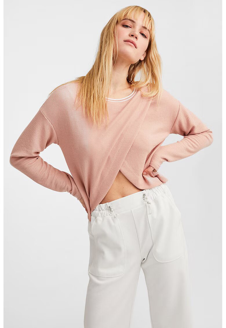 OXXO Pulover crop texturat - Roz pastel