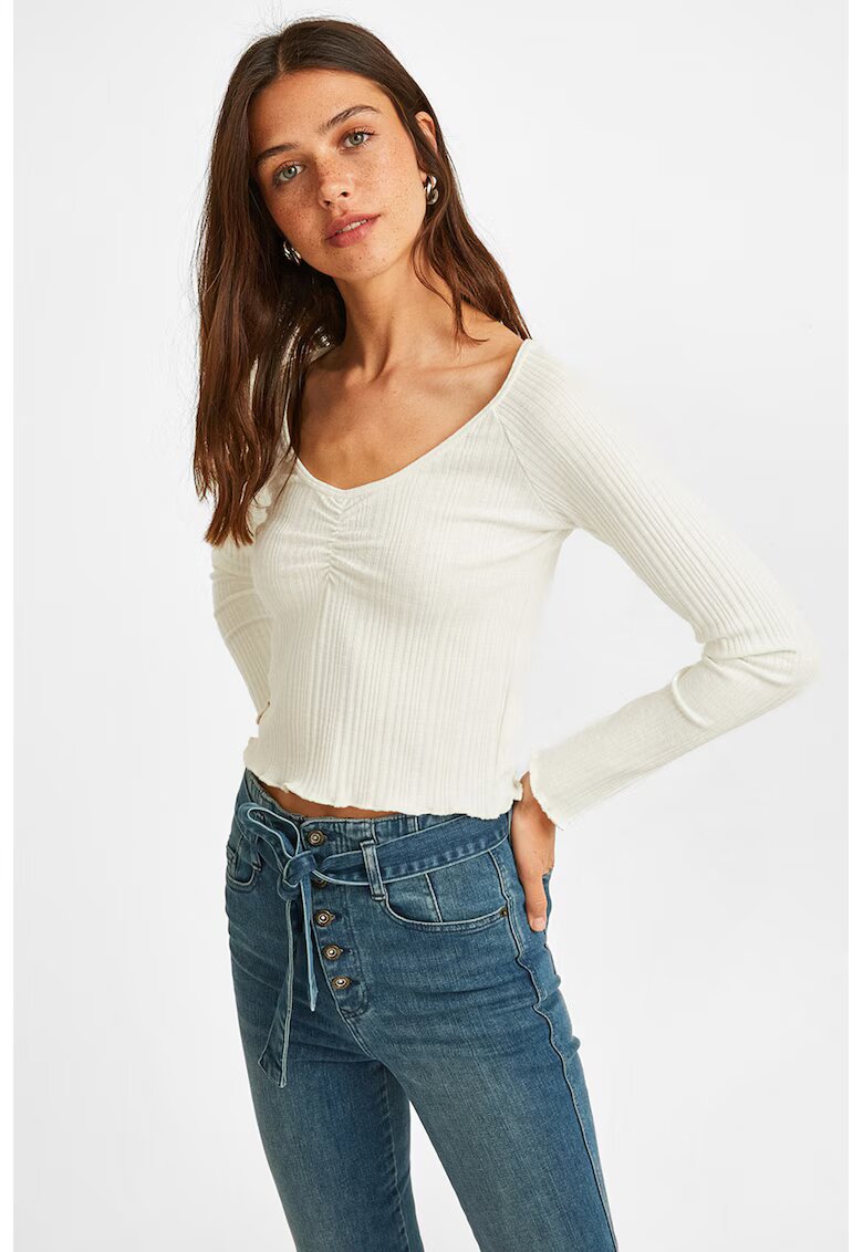 OXXO Pulover crop tricotat fin - Alb
