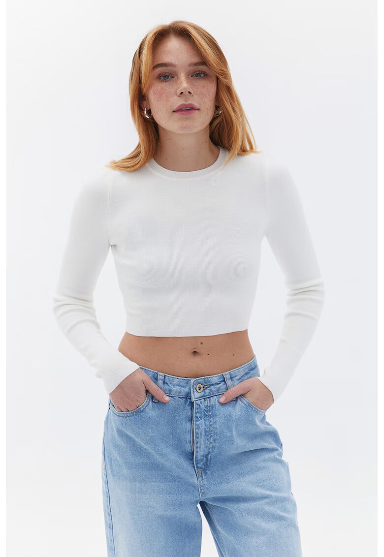 OXXO Pulover crop tricotat fin - Alb