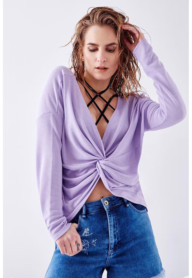OXXO Pulover cu detaliu drapat - Violet deschis