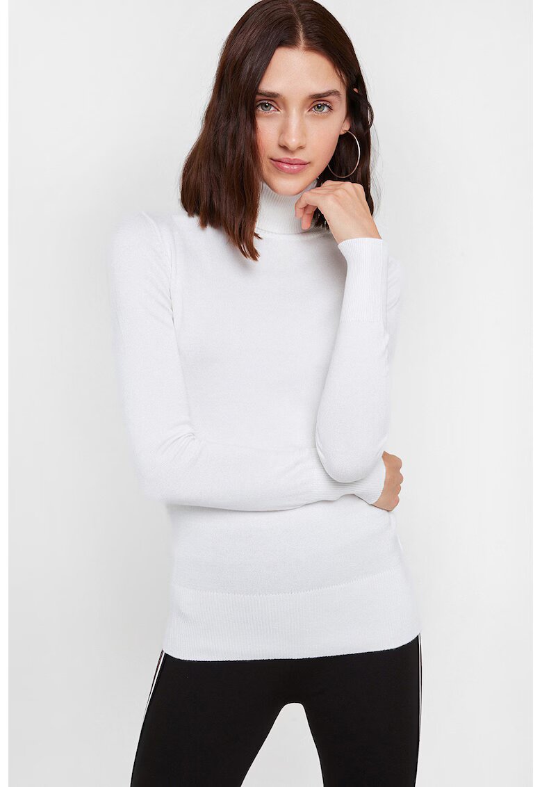 OXXO Pulover slim fit cu guler inalt - Alb